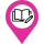 Map pin pink READING and WRITING