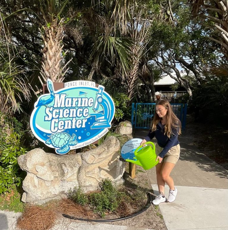 Marine Science Center in Ponce Inlet Florida Valusia County Main Enterance Center sign. Photo credit Marine Science Center Facebook 768x777