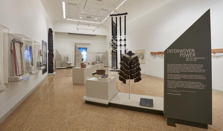 Montclair Art Museum Installation view of Interwoven Power  Native Knowledge Native Art. Photo credit Jason Wyche Montclair Art Museum 768x452