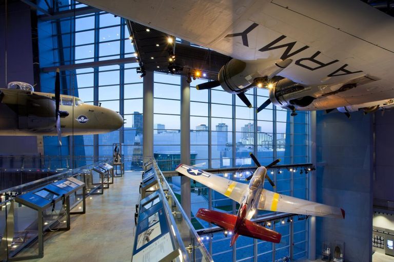 National WWII Museum in Louisiana US Freedom Pavilion interior. photo credit Courtesy of The National WWII Museum 768x512