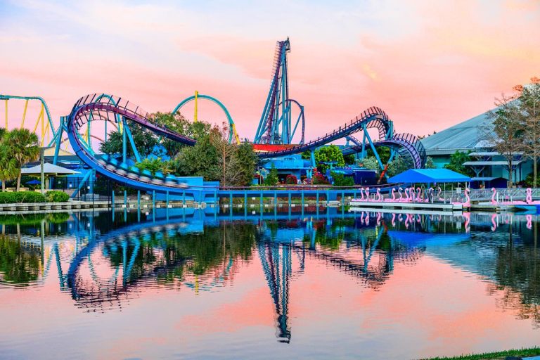 SeaWorld Orlando Mako Rollercoaster at sunset. Photo credit SeaWorld 768x512