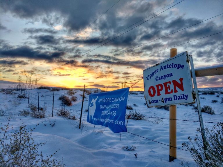 Antelope Canyon Navajo Tours sign. Photo credit Antelope Canyon Navajo Tours Facebook 768x576