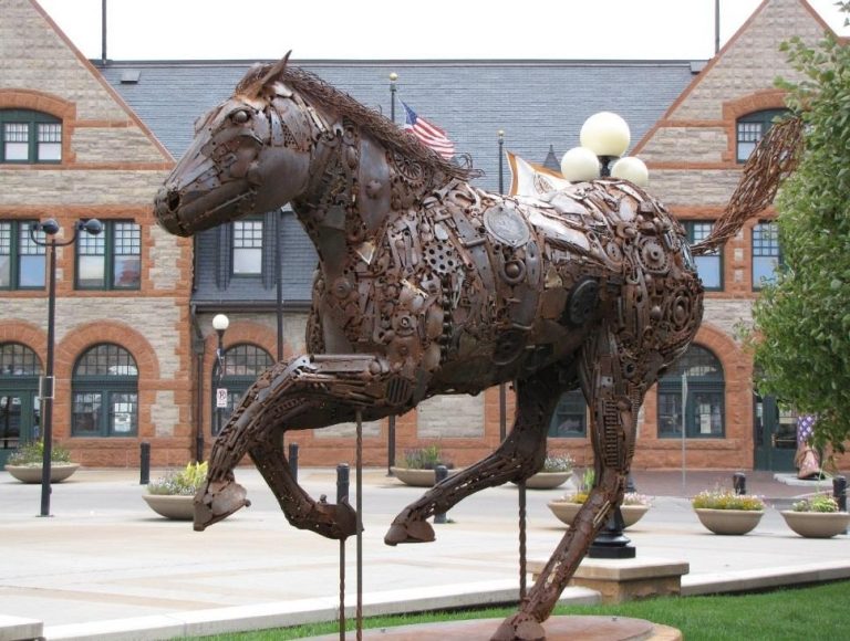 Cheyenne Depot Museum Iron Horse public art by Lyle Nichols. Photo credit Cheyenne Depot Museum Facebook 768x580