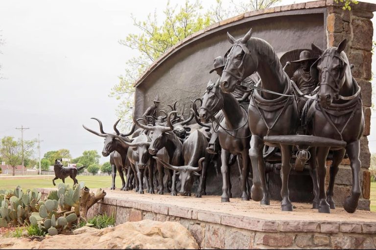 Chisholm Trail Heritage Center outside art. Photo credit Chisholm Trail Heritage Center Facebook 768x511
