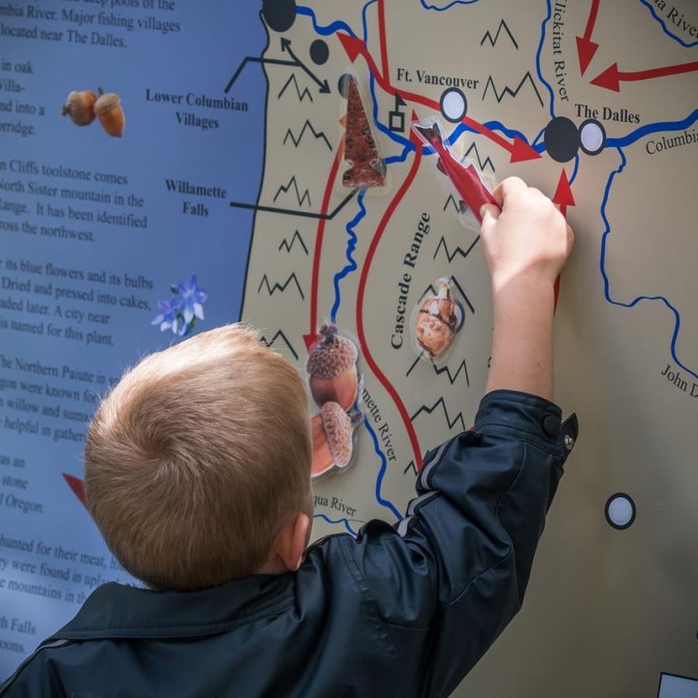 Columbia Gorge Discovery Center Museum interactive exhibits for school kids. Photo credit Columbia Gorge Discovery Center Museum Facebook 768x768