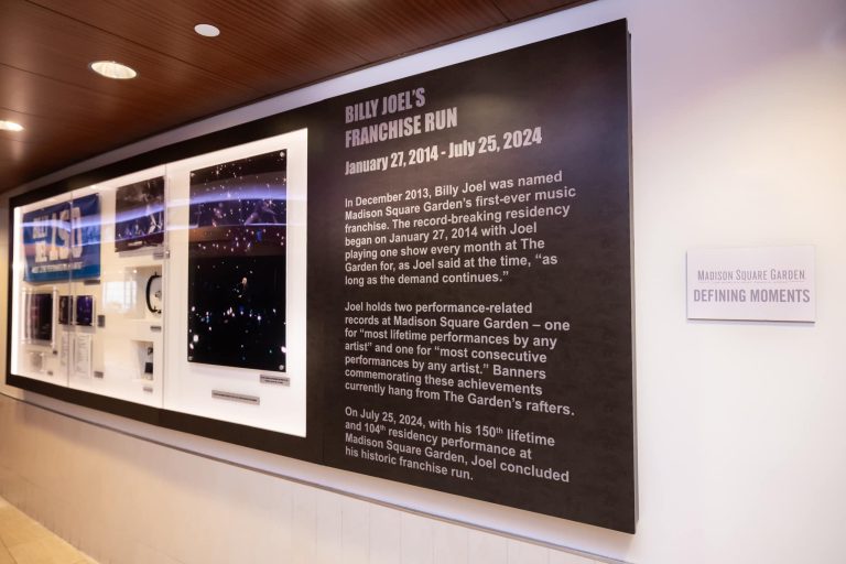 Madison Square Garden Billy Joel exhibit. Photo credit Madison Square Garden Facebook 768x512