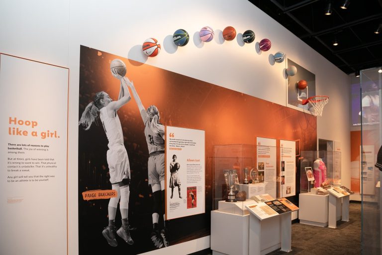 Minnesota Historical Society girls hoops exhibit. Photo credit Facebook 768x512