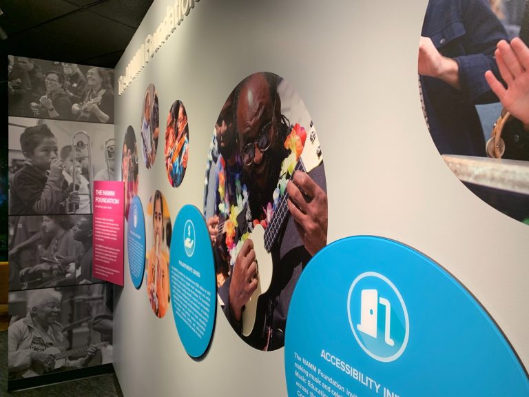 Museum of Making Music wall exhibit. Photo credit Facebook 768x576