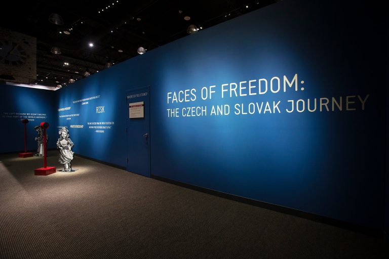 National Czech Slovak Museum Library exhibit wall. Photo credit Facebook 768x512