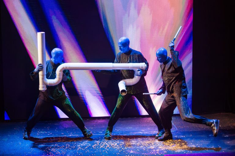 Blue Man Group performing in Boston. Photo credit Blue Man Group Facebook 768x512