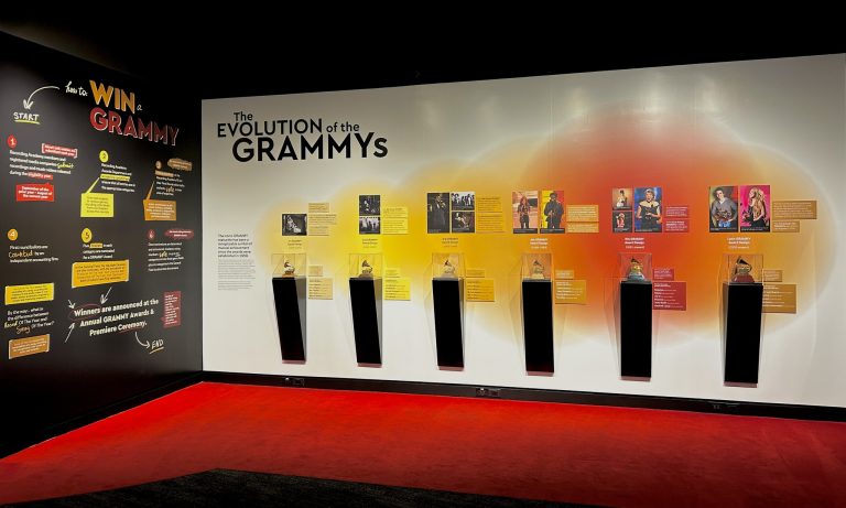 GRAMMY Museum exhibit wall. Photo credit GRAMMY Museum Facebook 768x461