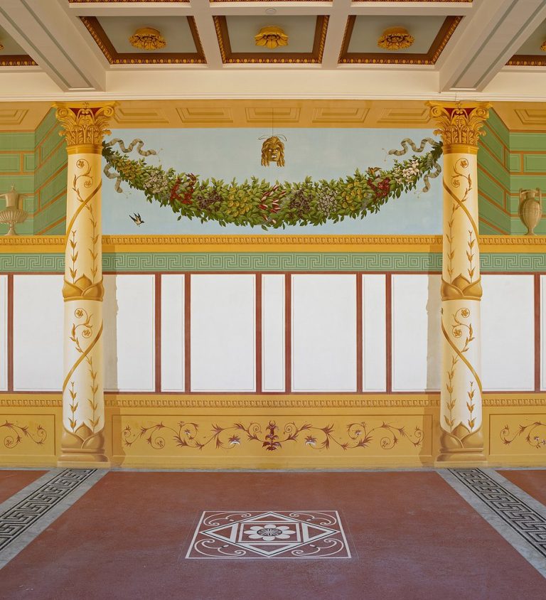 Getty Museum ornamental covered walkways for enjoyable exploring. Photo credit Getty Facebook 768x844