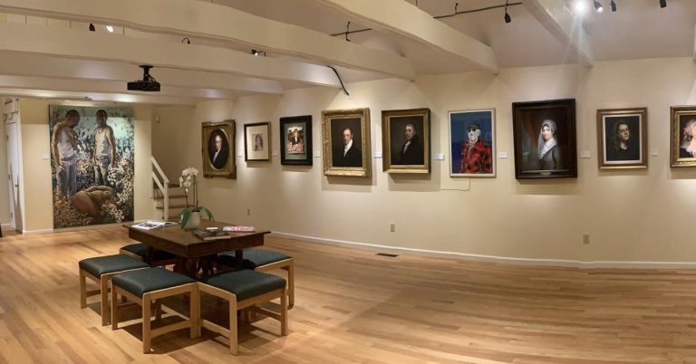 Gilbert Stuart Birthplace and Museum in RI interior exhibits. Photo credit Gilbert Stuart Birthplace and Museum Facebook 768x402