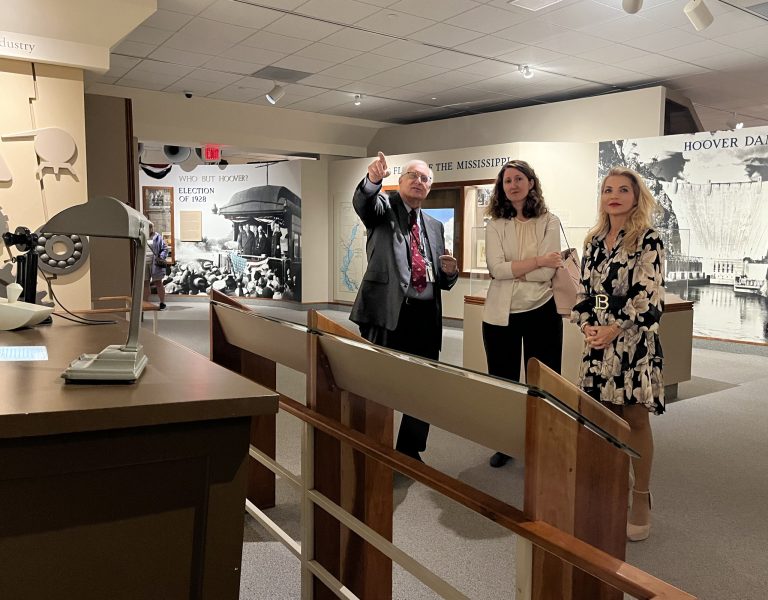 Herbert Hoover Presidential Library and Museum interior exhibits. Photo credit Herbert Hoover Presidential Library and Museum Facebook 768x600