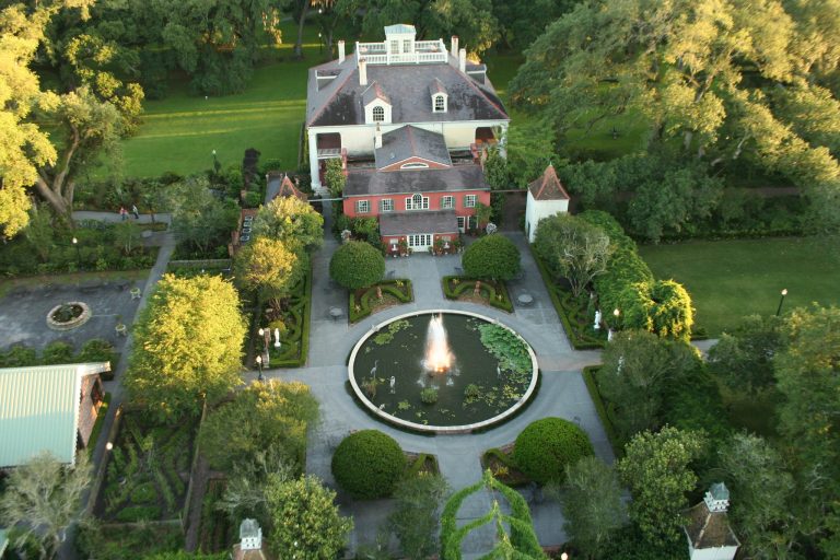 Houmas House and Gardens aerial view. Photo credit Houmas House and Gardens Facebook 768x512