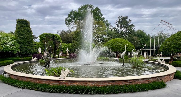 Houmas House and Gardens behind the mansion you can find the Hampton Court Fountain. Photo credit Houmas House and Gardens Facebook 768x411