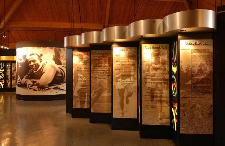 Jesse Owens Museum interior exhibits 2. Photo credit Jesse Owens Museum Facebook 768x500