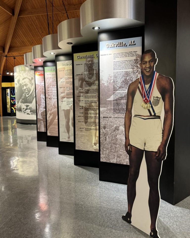 Jesse Owens Museum interior exhibits. Photo credit Jesse Owens Museum Facebook 768x960
