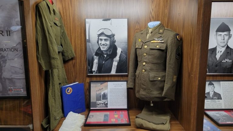 Michigan Heroes Museum authentic artifacts exhibit. Photo credit Michigan Heroes Museum Facebook 768x432