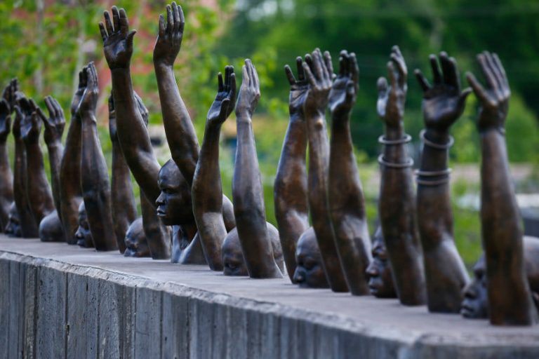 National Memorial for Peace and Justice Raise Up sculpture. Photo credit The National Memorial for Peace and Justice Facebook 768x512