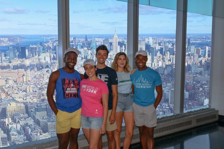 One World Observatory group enjoying the view. Photo credit One World Observatory Facebook 768x512