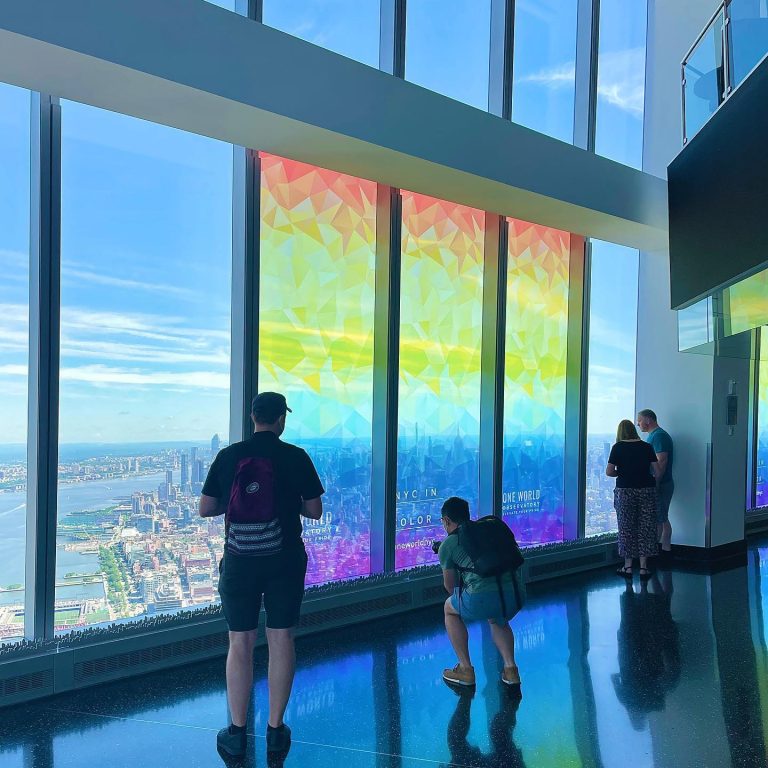 One World Observatory interior looking outside. Photo credit One World Observatory Facebook 768x768