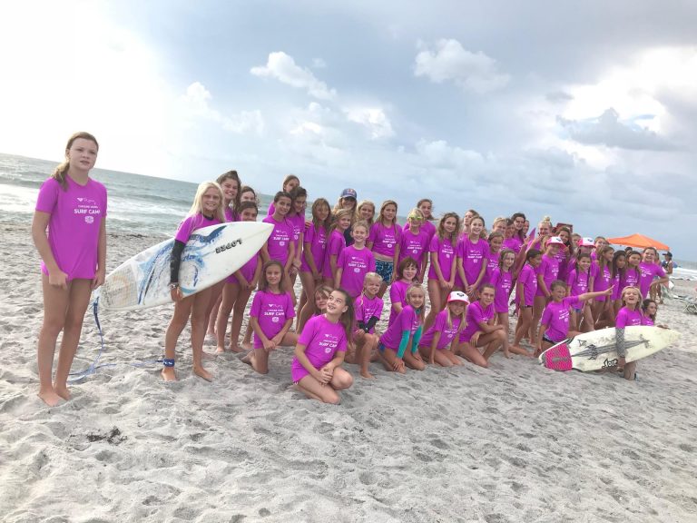 Ron Jon Surf Shop surf camp with Ron John Cocoa Beach. Photo credit Ron Jon Surf Shop Cocoa Beach Facebook 768x576