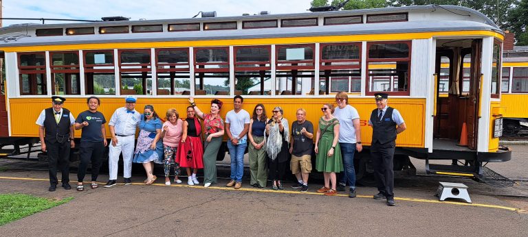Shore Line Trolley Museum Riding Through the Ages 50s and 60s theme. Photo credit The Shore Line Trolley Museum Facebook 768x346