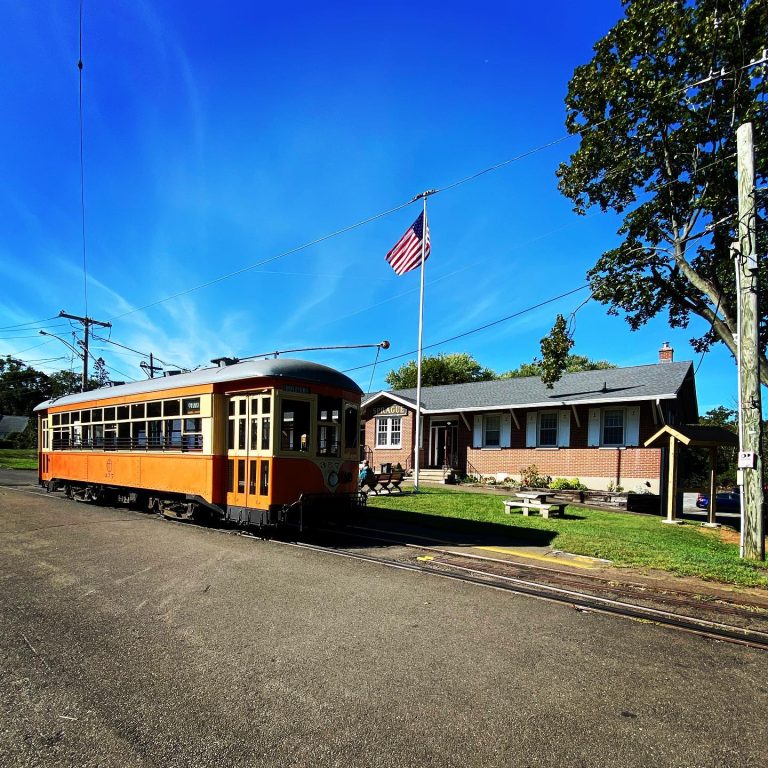 Shore Line Trolley Museum exterior. Photo credit The Shore Line Trolley Museum Facebook 768x768