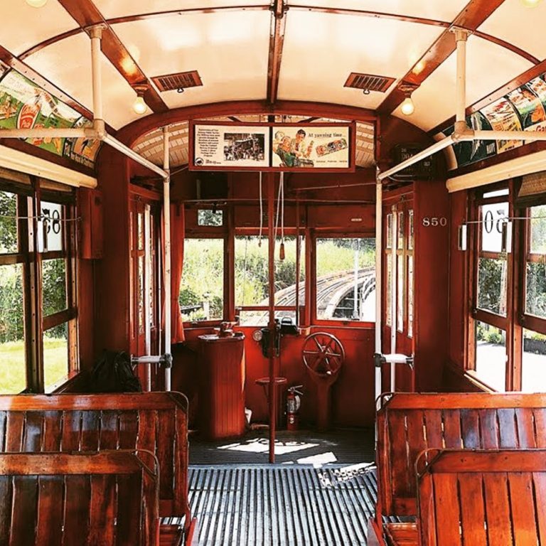 Shore Line Trolley Museum trolley interior 2. Photo credit The Shore Line Trolley Museum Facebook 768x768