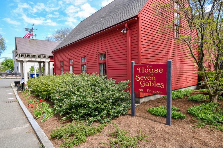 The House of the Seven Gables entrance sign and building. Photo credit The House of the Seven Gables Facebook 768x512