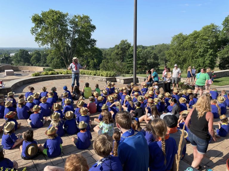 Will Rogers Memorial Museum Wild West Kids Camp gathering. Photo credit Will Rogers Memorial Museum Facebook 768x576