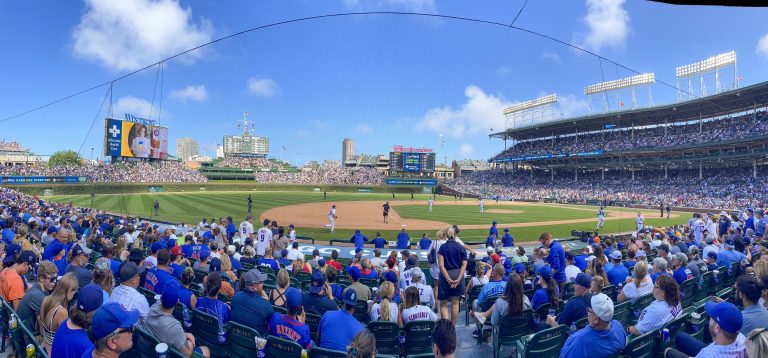 Wrigly Field baseball game. Photo credit Joseph Lindstrom via Wrigly Field Facebook 768x358