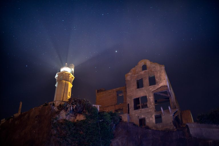 Alcatraz Island at night. Photo credit NPS Scott Sawyer 768x512