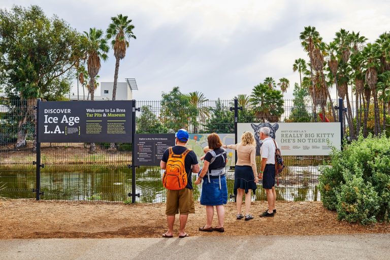 La Brea Tar Pits and Museum outdoor exploration of the tar pits. Photo credit La Brea Tar Pits and Museum Facebook 768x513