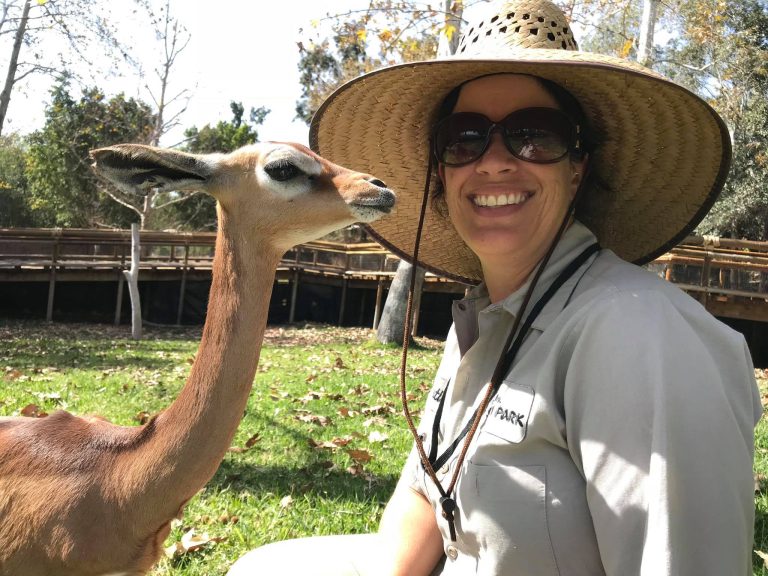 San Diego Zoo Safari Park zookeeper with baby deer. Photo credit San Diego Zoo Safari Park Facebook 768x576