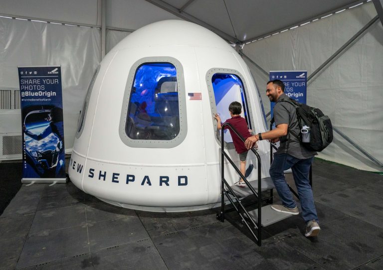Space Center Houston interactive rocket exhibit. Photo credit Space Center Houston Facebook 768x542