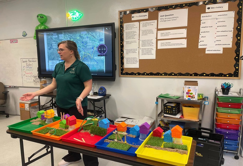 Coastal Classroom lessons where students learn about the importance of wetlands as hurricane protection. Photo credit - South Louisiana Wetlands Discovery Center FB