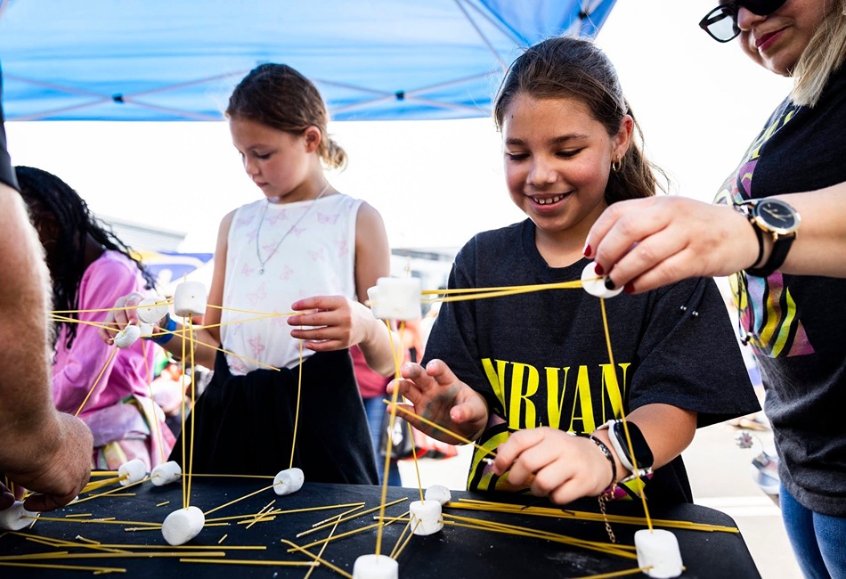STEM experiments at Charlotte Motor Speedway. 